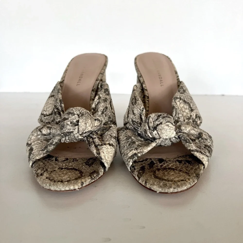 Loeffler Randall Coco High Heel Knot Snakeskin Slide, size 9.5